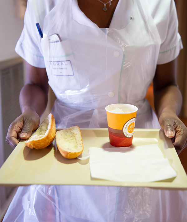 Plateau de collation pendant séance de dialyse